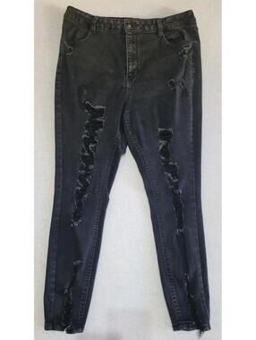 Rue 21 Jeans BlackSkinny Jeans Womens Size 16 Stretch Distressed Denim